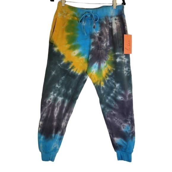 La' Detresse Acid Wash Limeade Tie Dye Sweatpants •M - Picture 6 of 15